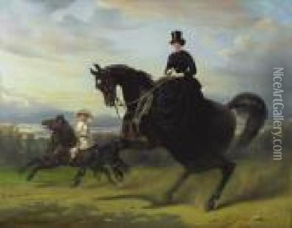 Madame Chabot Latour Et Sa Fille En Amazones Oil Painting - Henri D'Annecy (Comte De) Montpezat