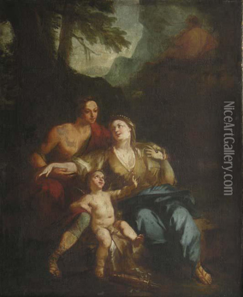 Cazes. Venus Et Adonis Dans Un Paysage. Toile. 101,5 X 80 Cm.restaurations Oil Painting - Pierre-Jacques Cazes