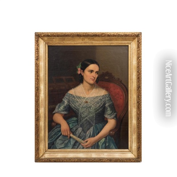 Retrato De Dona Juana Segura Argueyes* Oil Painting - Pelegri Clave y Roque