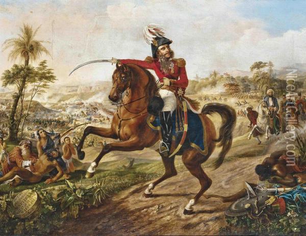 The Victory Of General Sir Charles Napier At The Battle Of Scinde Oil Painting - Hippolyte Lecomte