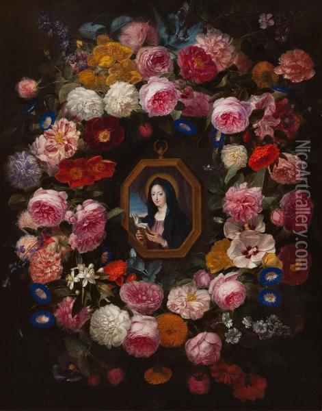 Maria In Uppigem Blumengebinde Oil Painting - Jan Breughel