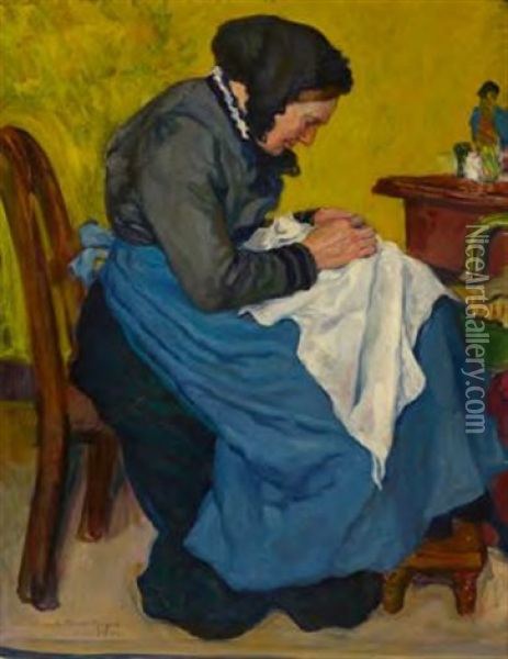 Nahende Frau Oil Painting - Ludwig Heinrich Heyne