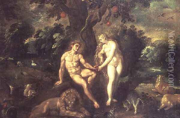 Adam and Eve Oil Painting - J. Urselincx or Urseline