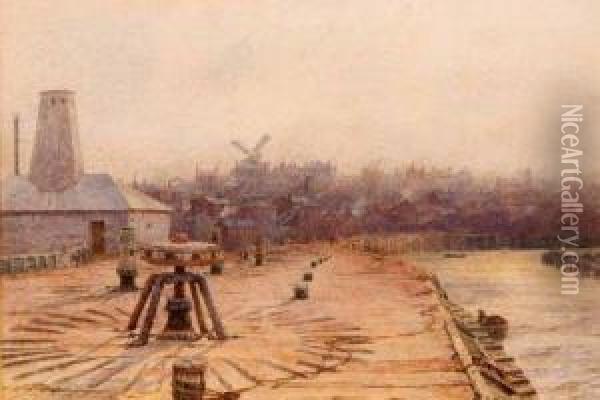 South Pier Gorleston Looking
Towards Cliff Hill Oil Painting - Charles Moore