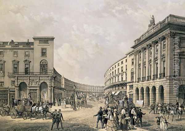 The Quadrant, Regent Street, pub. 1852 Oil Painting - Edmund Walker