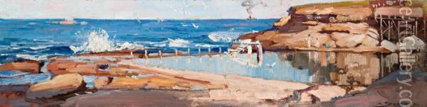 Coogee Baths Oil Painting - Arthur Ernest Streeton