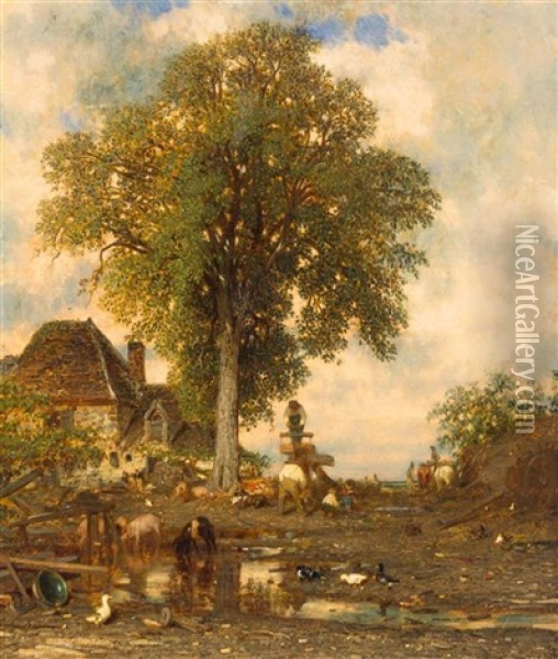 Farmyard Oil Painting - Jules Dupre