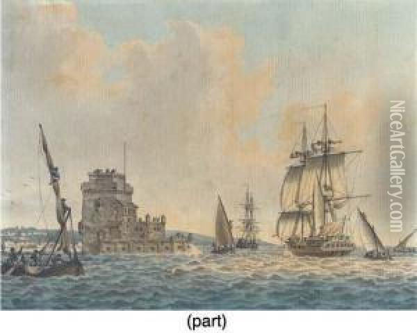Captain Cook's Ships Oil Painting - John the Younger Cleveley