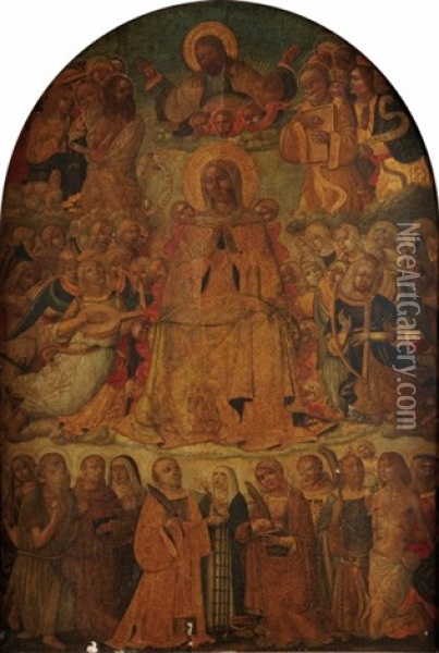 La Communion Des Saints Demandant L'intercession De La Vierge Ou Assomption De La Vierge Oil Painting -  Benvenuto di Giovanni