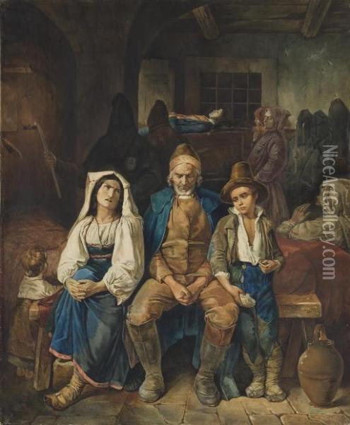 Enterrement Du Fils Aine De Paysans Dans La Campagne De Rome Oil Painting - Louis-Leopold Robert