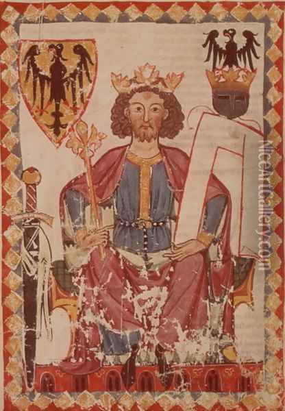 MS. Pal. germ. 848 King Henry, illustration from the Manasse Codex, a collection of courtly love songs, probably from Zurich, c.1300-20 Oil Painting - Anonymous Artist