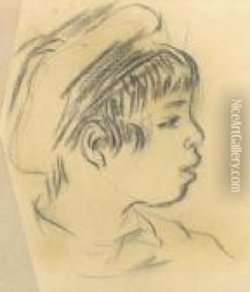 Enfant Coiffe D'un Beret Oil Painting - Pierre Auguste Renoir