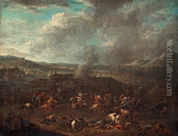 The Battle Of Oudenarde Oil Painting - Adam Frans van der Meulen