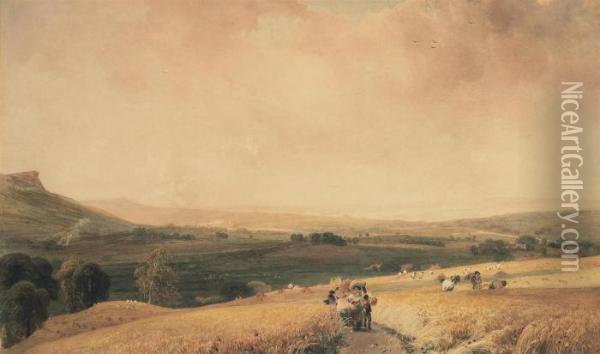 Witton Fell And Penhill, Yorkshire Oil Painting - Peter de Wint