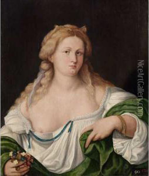 Flora Oil Painting - Palma Vecchio (Jacopo Negretti)