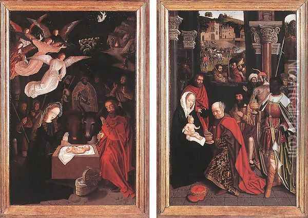 Adoration of the Shepherds and Adoration of the Magi 1500-20 Oil Painting - Flemish Unknown Masters