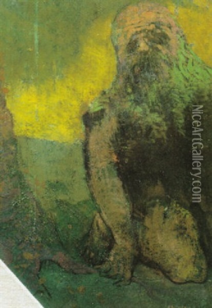 L'ermite Oil Painting - Odilon Redon