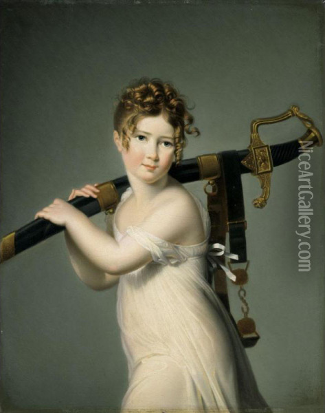 Young Girl Carrying Her Father's Sabre Oil Painting - Jeanne-Elisabeth Chaudet