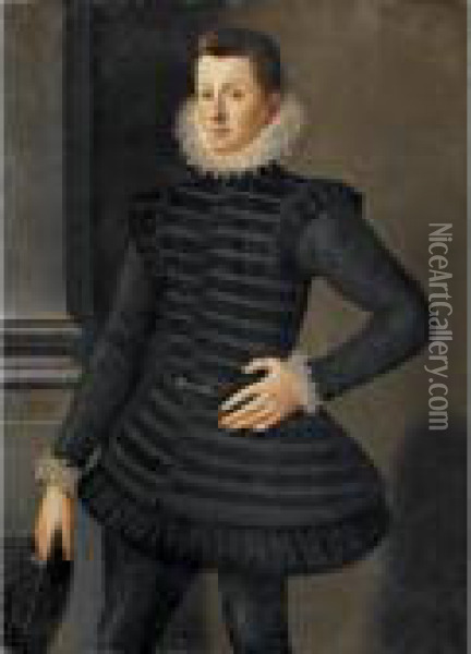 Portrait Of A Young Man, Said To Be Pietro Di Cosimo I Di Medici Oil Painting - Agnolo Bronzino