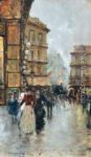 Una Via Di Napoli Oil Painting - Carlo Brancaccio