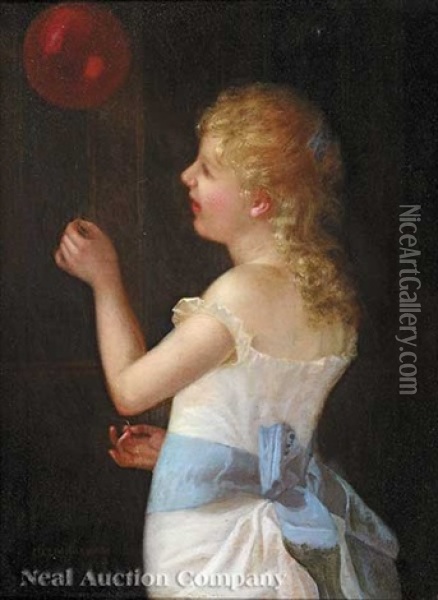 Girl With A Balloon Oil Painting - Charles Cole Markham