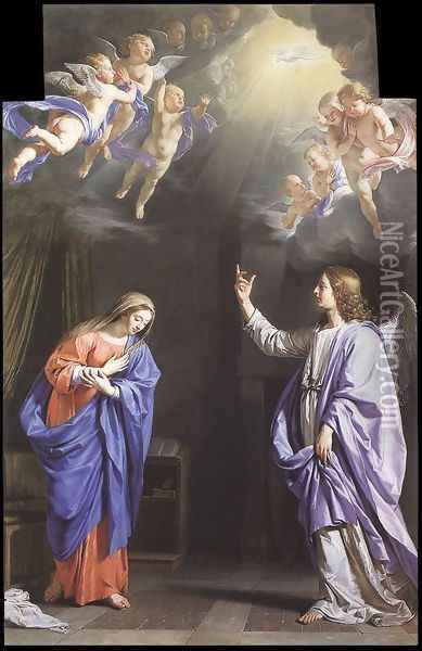 The Annunciation c. 1645 Oil Painting - Philippe de Champaigne