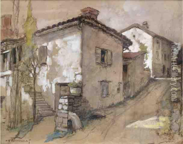 Rue En Provence Oil Painting - William Adolphe Lambrecht