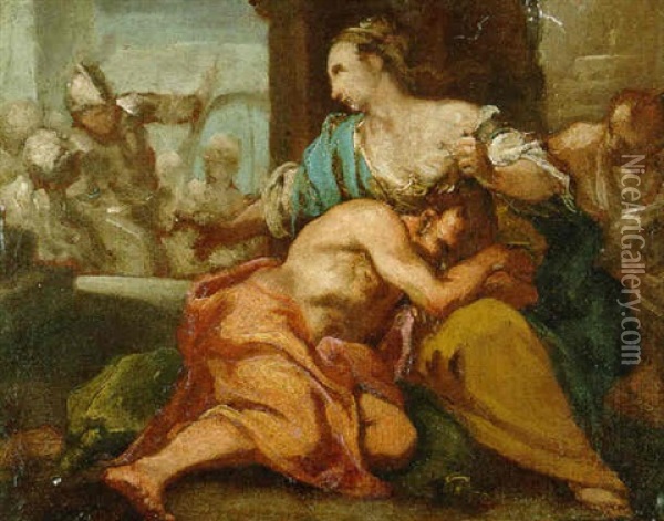 Samson And Delilah Oil Painting - Mauro (Picinardi) Piccinardi