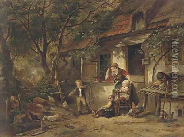 The farmyard thief Oil Painting - Herman Frederik Carel ten Kate