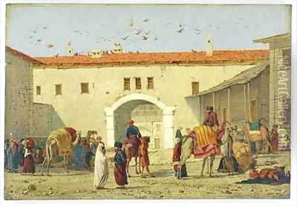 Caravanserai at Mylasa Turkey Oil Painting - Richard Dadd