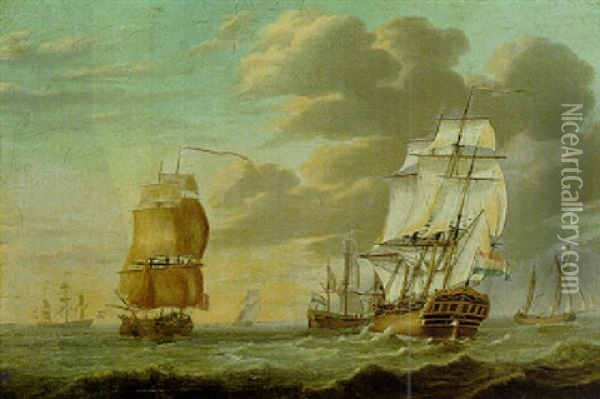 Shipping In Choppy Seas Oil Painting - Ludolf Backhuysen the Elder