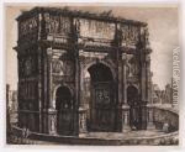 Veduta Dell' Arco Di Constantino Oil Painting - Luigi Rossini