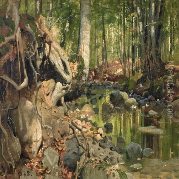 Forest Scenery With Stream Oil Painting - Peder Mork Monsted