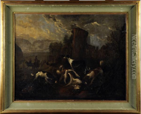 Ruine Et Chien Oil Painting - Adriaen Cornelisz. Beeldemaker