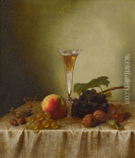 Fruchtestillleben Mit Einem Sektglas Oil Painting - Peter Joseph Wilms