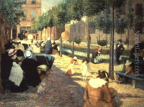 Place d'Anvers Paris 1880 Oil Painting - Federigo Zandomeneghi
