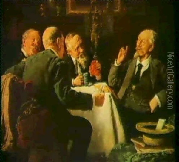 The Discussion Oil Painting - Louis Charles Moeller