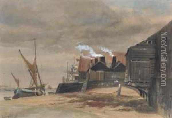 Harwich Old Harbour, Low Water Oil Painting - Richard Beavis