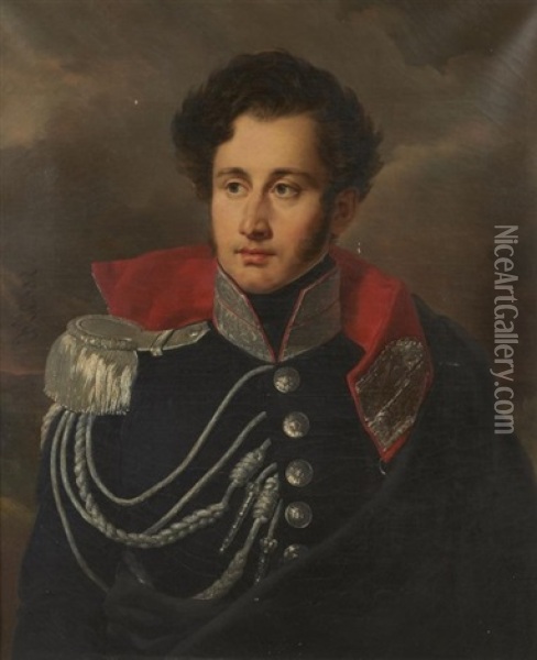 Portrait D'un Garde Du Corps Du Roi Oil Painting - Henri-Joseph Hesse