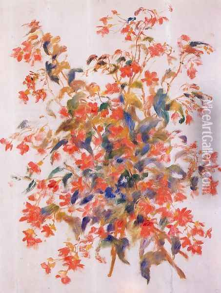 Still Life With Fuscias Oil Painting - Pierre Auguste Renoir