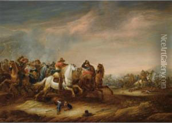 Other Properties
 

 
 
 

 
 A Cavalry Battle Scene Oil Painting - Abraham van der Hoef