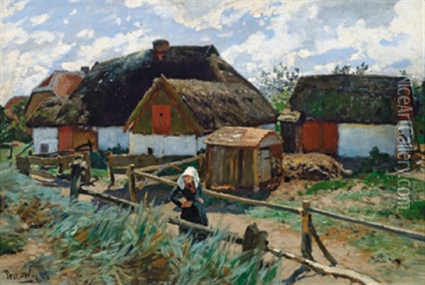 Bauernkaten Im Sonnenschein Oil Painting - Hans Von Bartels