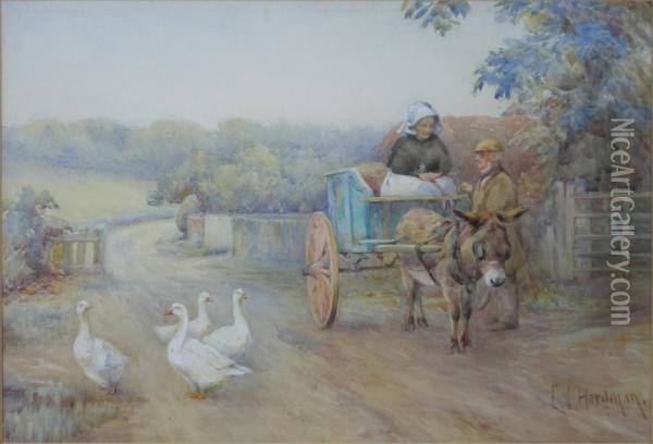 Bargaining Geese, Michaelmas Oil Painting - Emma Louise Hardman