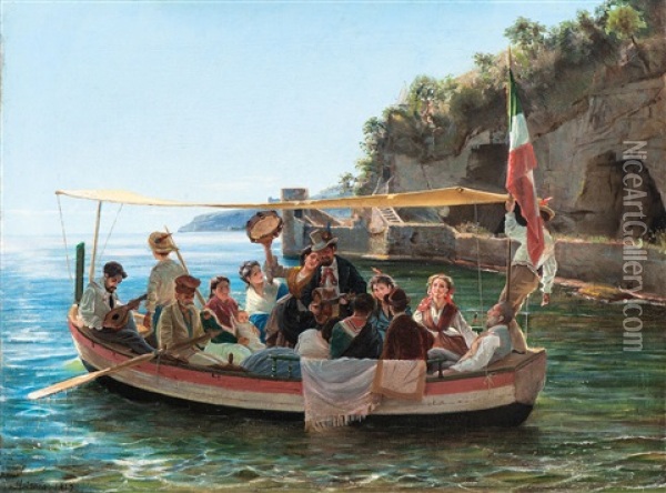 Musikantenboot Oil Painting - Edoardo Matania