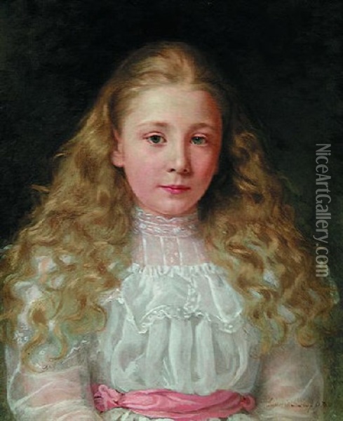 Portrait Of A Young Girl Oil Painting - Jeannette Shepperd Harrison (Mrs. Henry) Loop