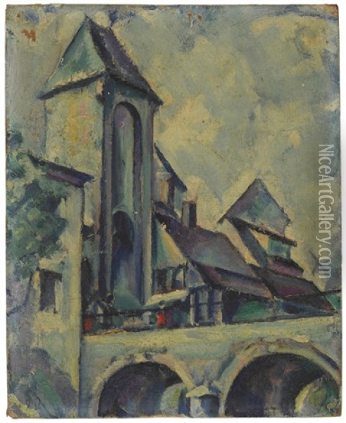 Church Spires Oil Painting - Preston Dickinson