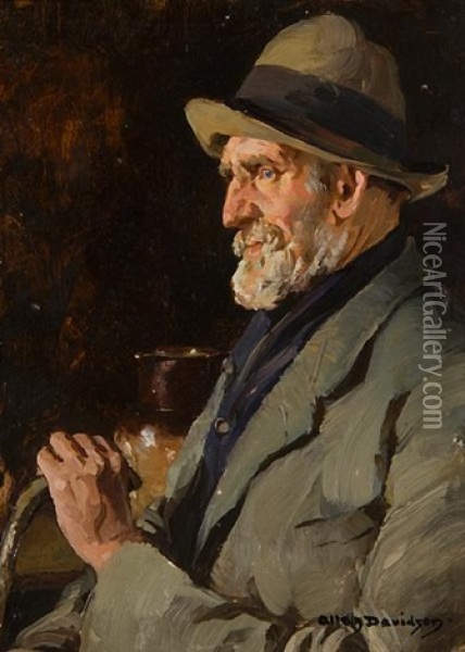 Fisherman (+ Another; Pair) Oil Painting - Allan Douglas Davidson