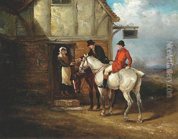 Huntsmen At The Fox Inn Oil Painting - Thomas Smythe