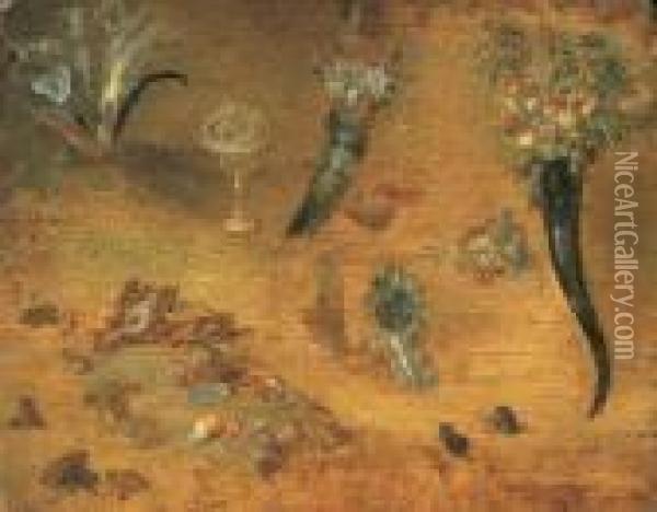 Etude De Coquillages, Fleurs, Plumes, Grenouilles Et Souris Oil Painting - Jan Brueghel the Younger