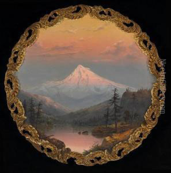 Mount Hood And Lost Lake Oil Painting - William Samuel Parrott